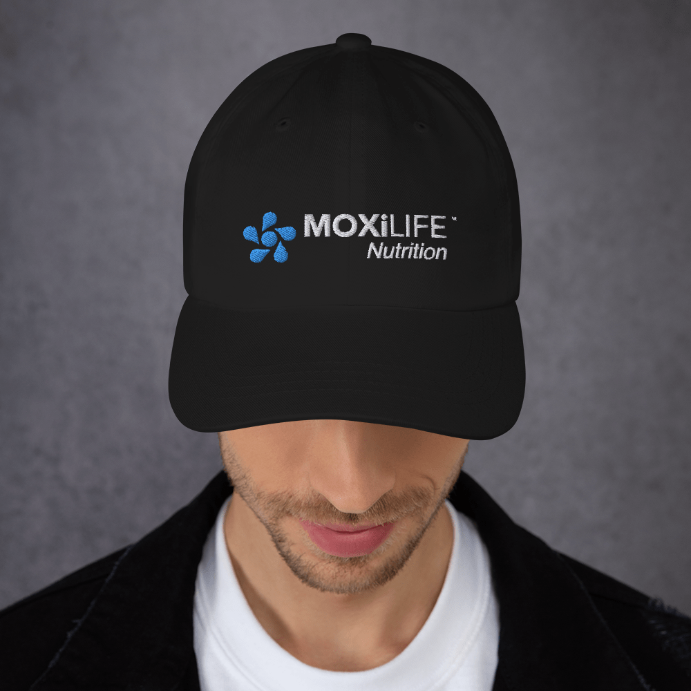 Moxilife Black Podium ball cap on male triathlete 